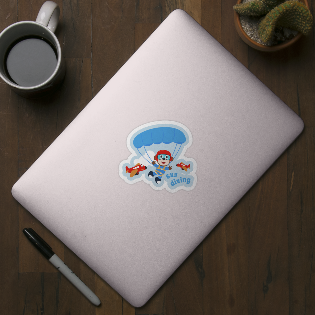 Vector illustration of a cute skydiver by KIDS APPAREL